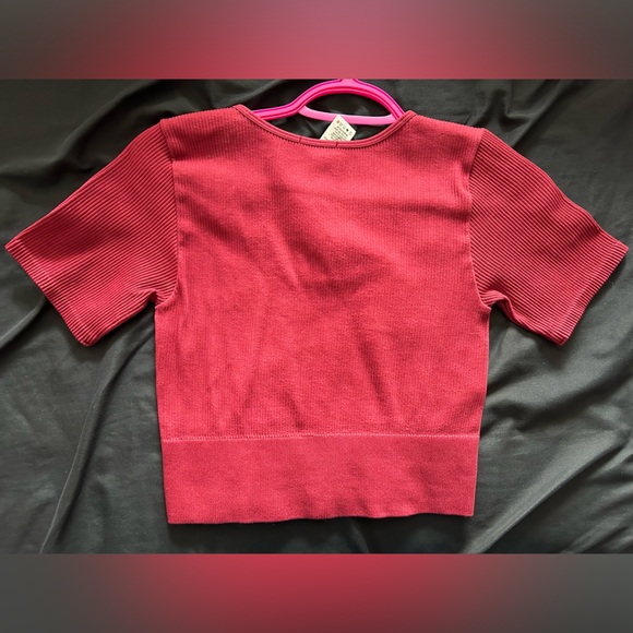xs maroon ribbed crop top - Picture 2 of 2